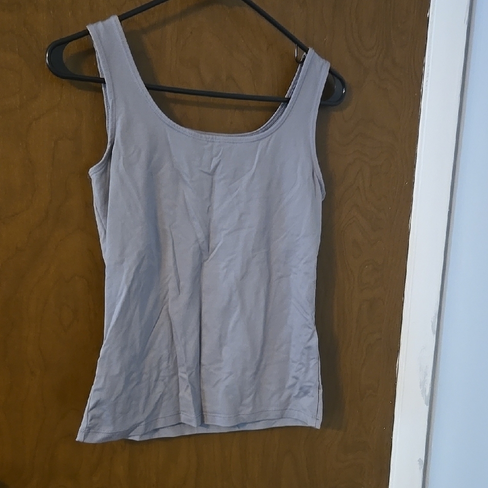 White House Black Market Fitted Gray Sleeveless Tank Top